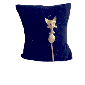 VINTAGE GOLD MOUSE BROOCH RED EYES